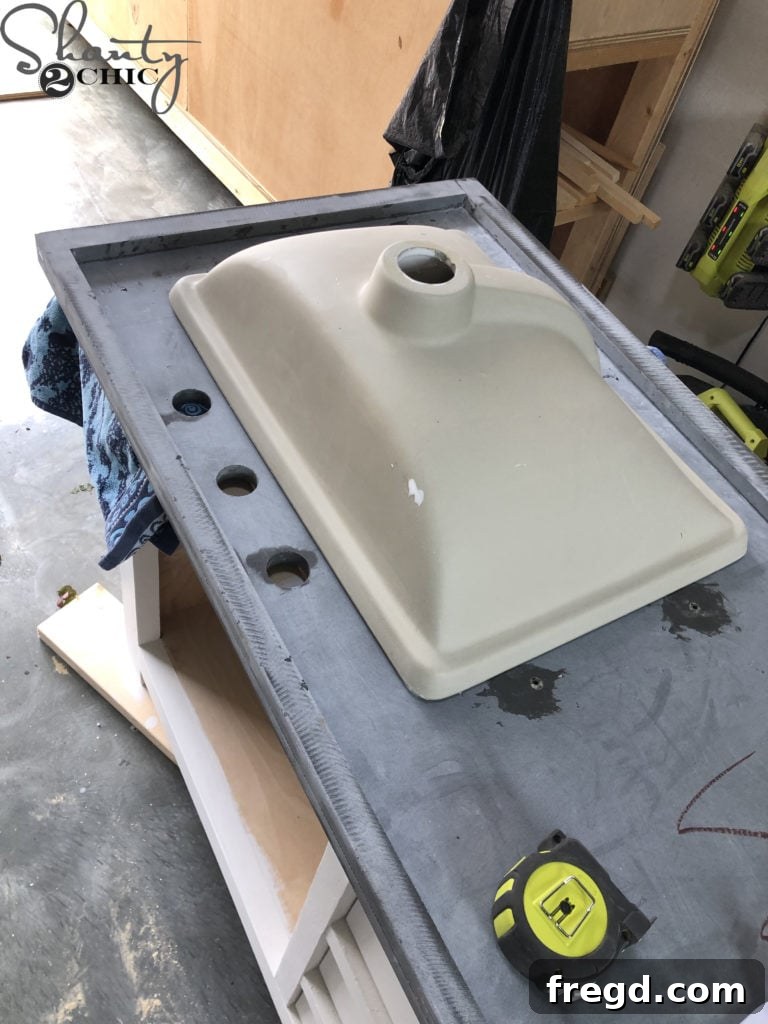 DIY Rustic Double Sink Bathroom Vanity with Barn Door Storage 39 How to install an undermount sink to a countertop