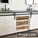 DIY Rustic Double Sink Bathroom Vanity with Barn Door Storage 62 DIY Double Bathroom Vanity Plans