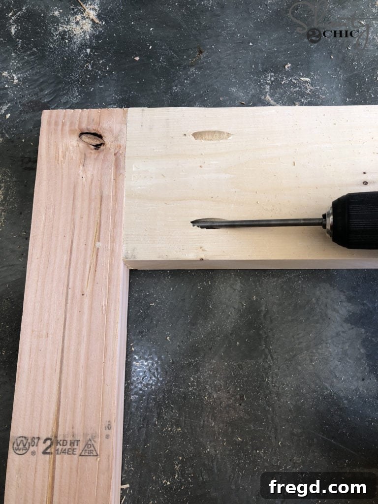 DIY Rustic Double Sink Bathroom Vanity with Barn Door Storage 8 Attaching the Top of the Vanity Face Frame to the Sides