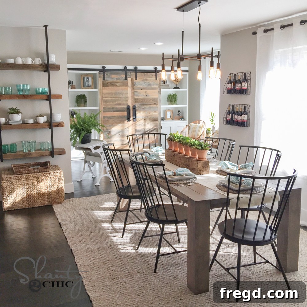 View of the hidden office space seamlessly integrated into the dining room design of the Berry House.