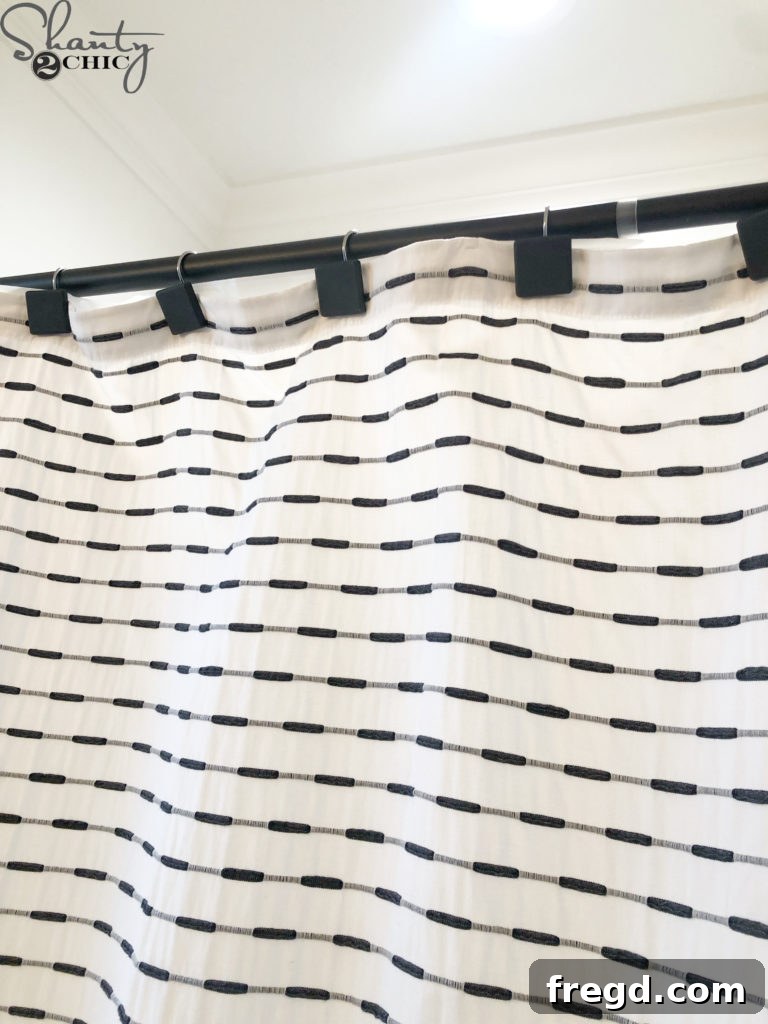 Matte black square shower curtain hooks