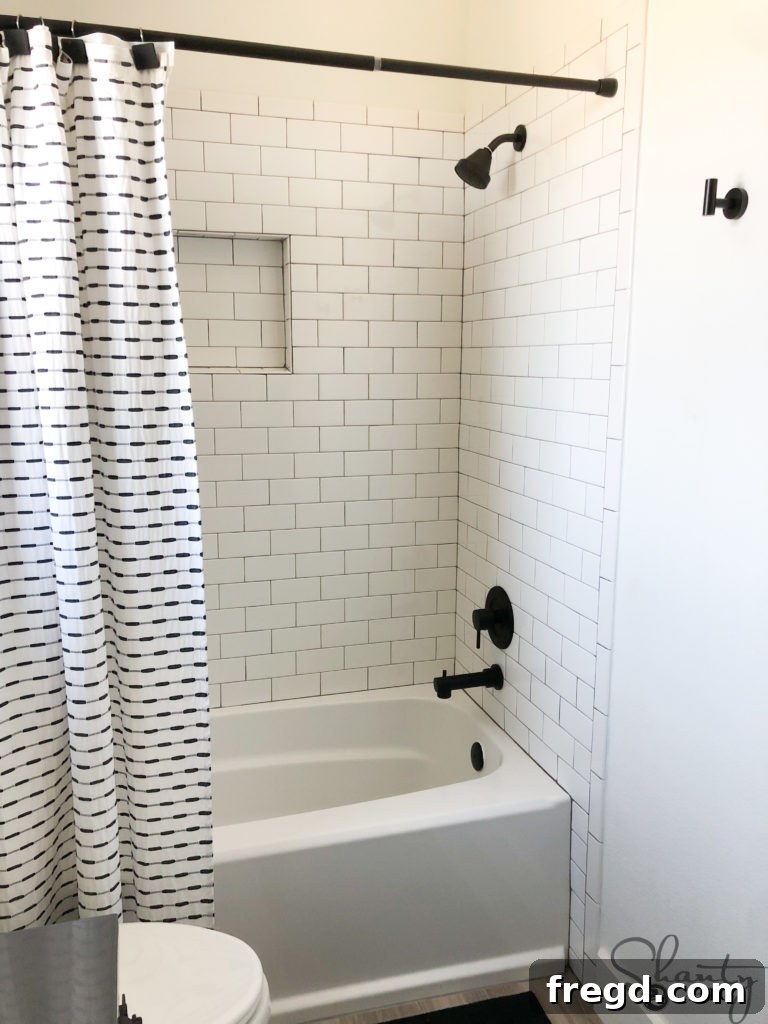 Detail shot of modern farmhouse vanity and mirrors