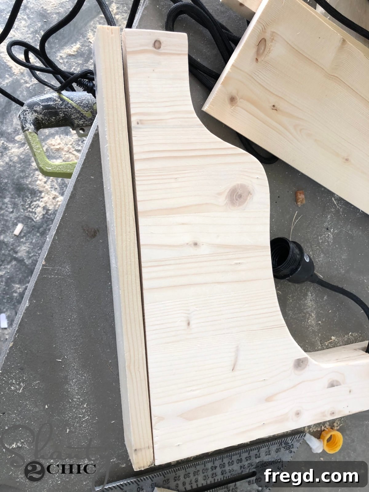 The Shanty Flip Episode 6 13 Cutting the back cleat piece, an essential component for mounting the corbel