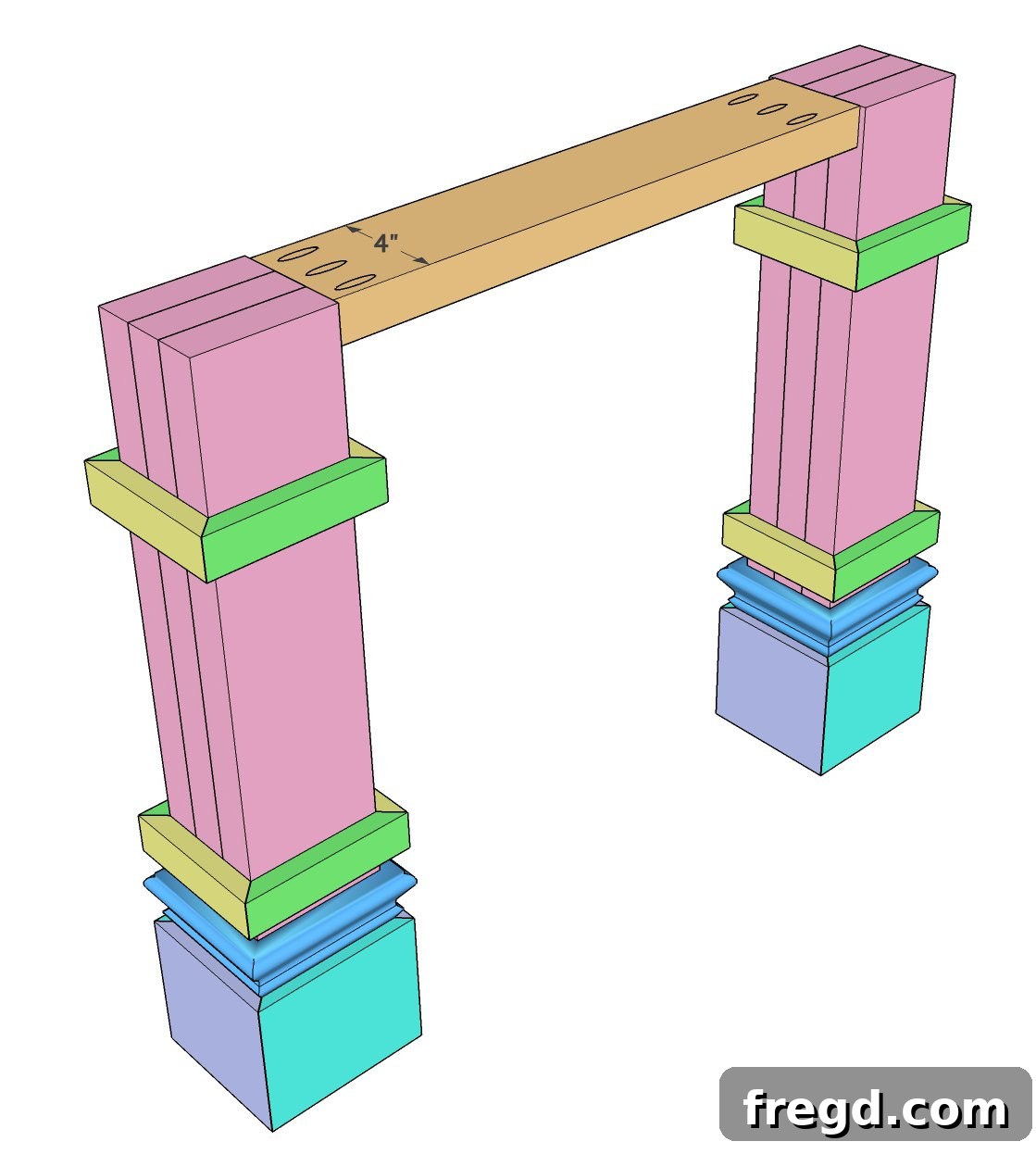Top 1x2 trim being attached to the table leg, completing the intricate trim work.