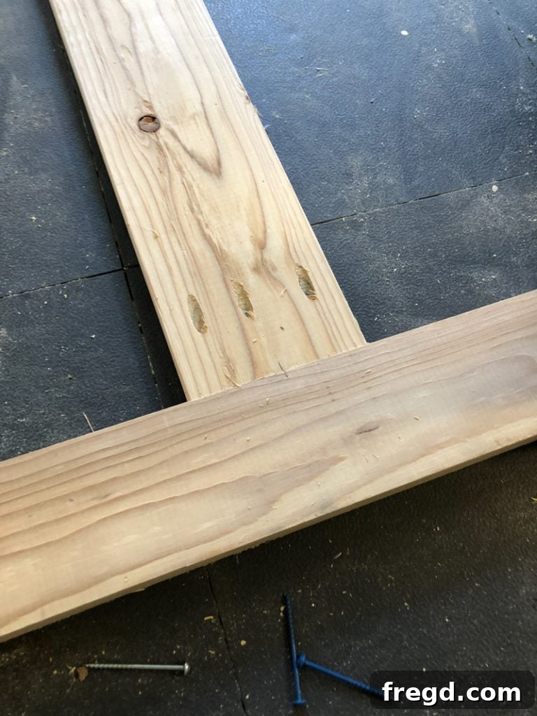 Another perspective of the table base showing the bottom runner in place.