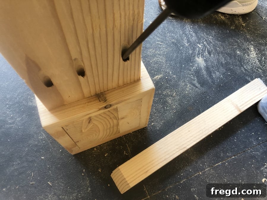 Full view of the assembled table base, ready for the tabletop.