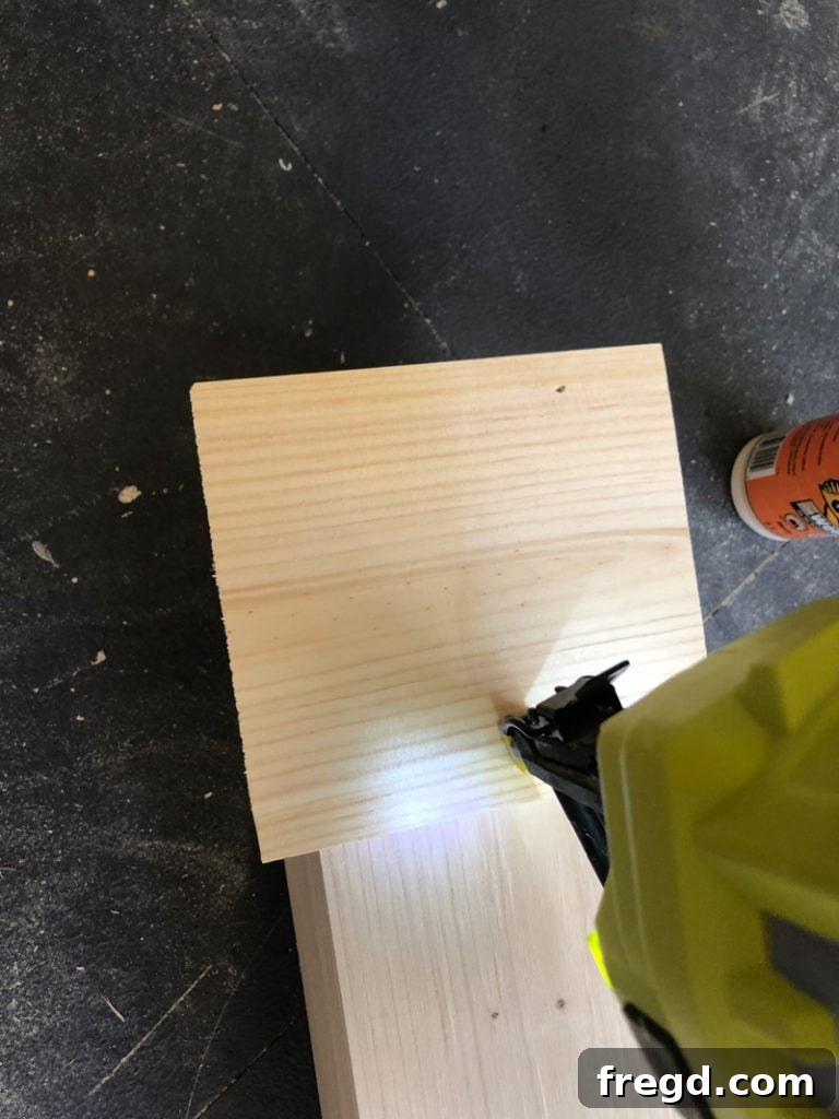 Another view of the lamination process for a table leg, highlighting the strong bond.