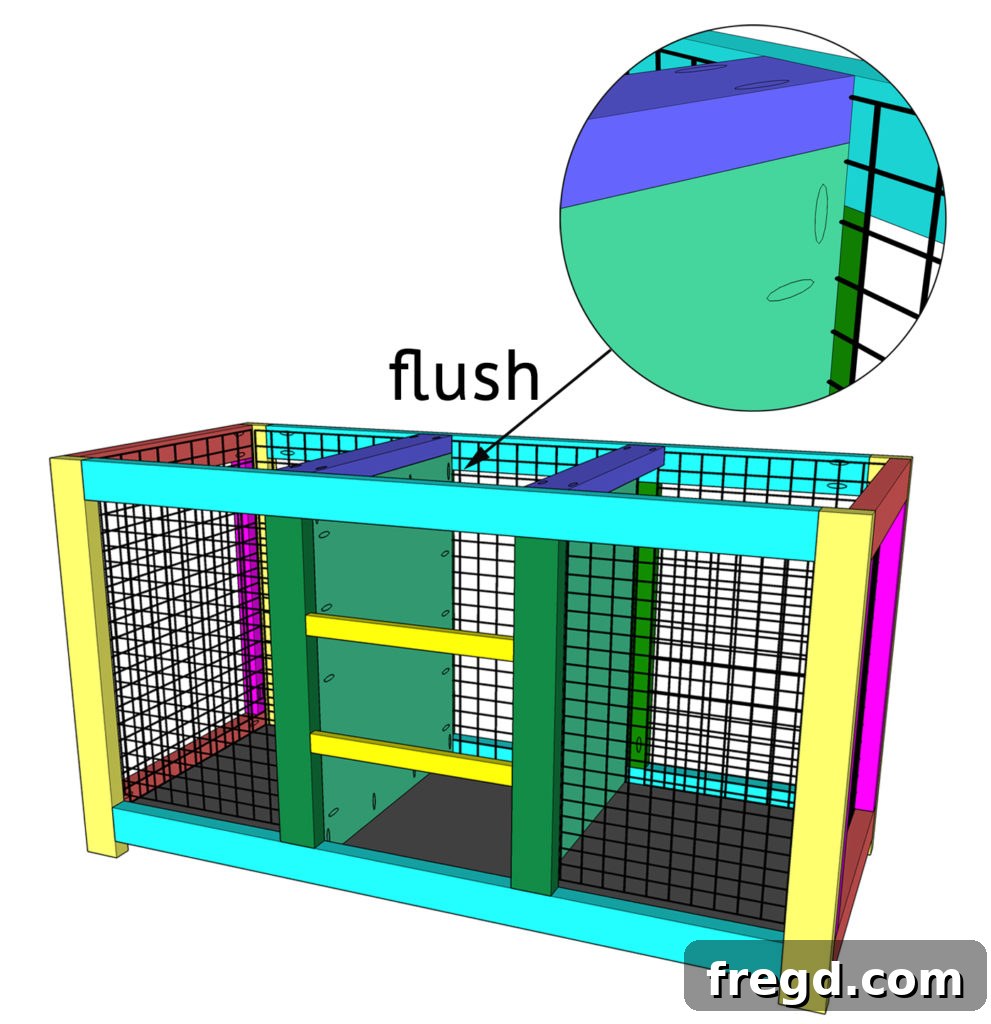 Securing center dividers in the dog crate furniture