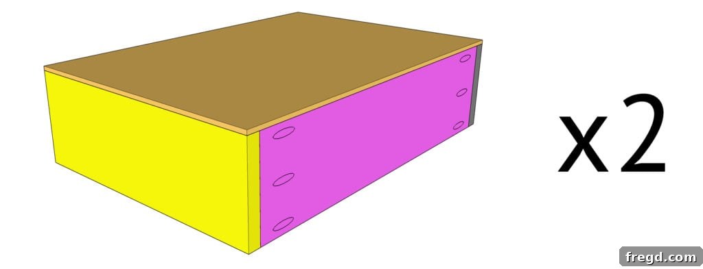 Attaching the bottom panels to the DIY dog crate drawers