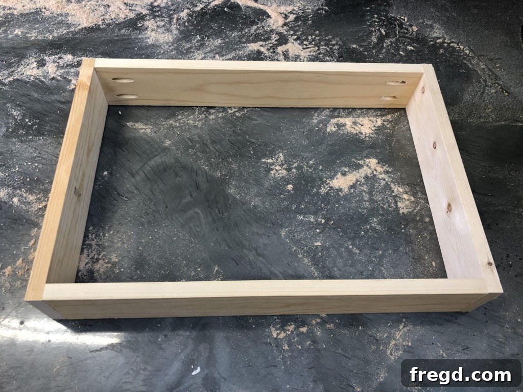 Constructing the frame for the dog bowl drawer