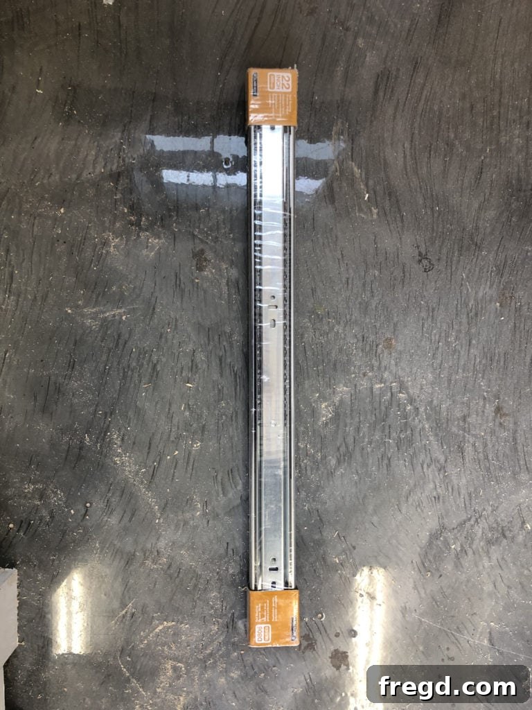 Installing drawer slides inside the dog crate cabinet
