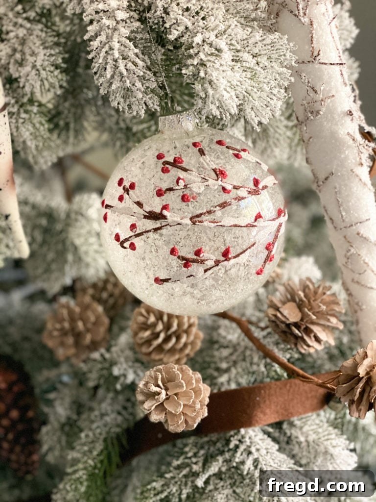 A detailed image of a bird ornament from the Balsam Hill Woodland collection.