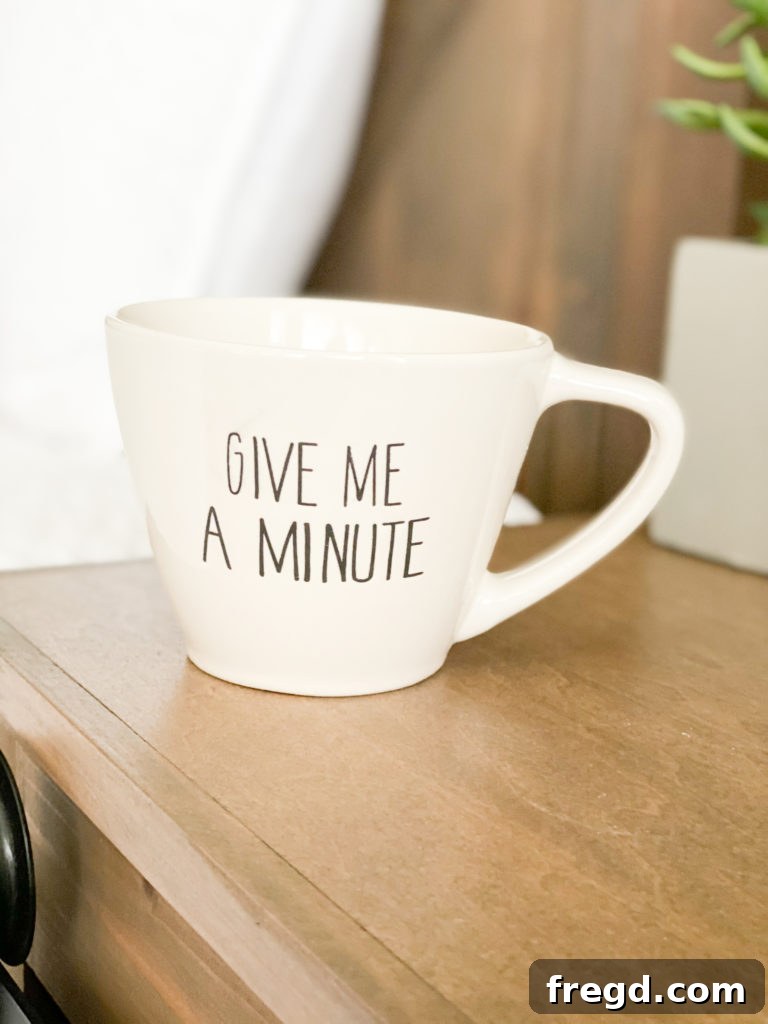 A second perspective showcasing a set of coffee mugs with humorous sayings, perfect for a large drink.