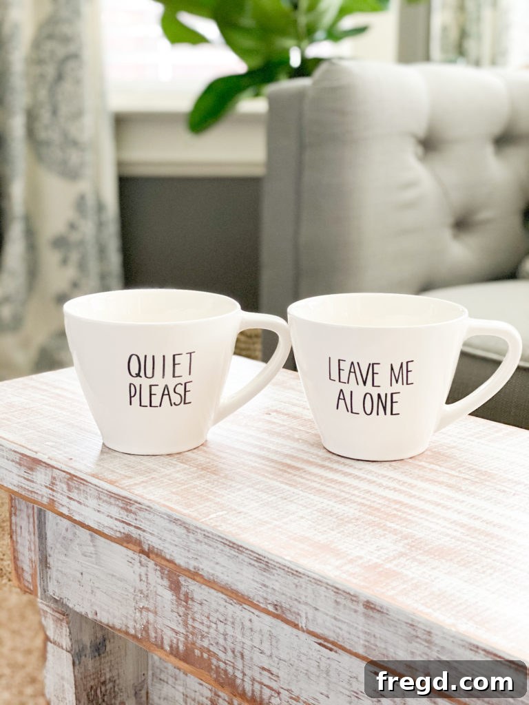 A third image detailing the design and generous size of the charming decorative mugs.