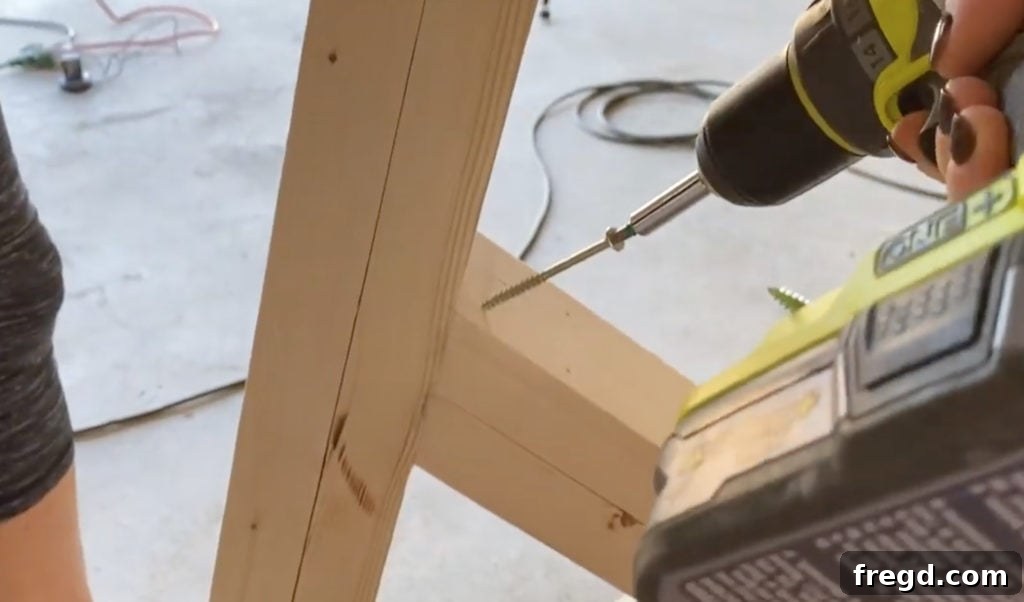Securing the cross support to the legs