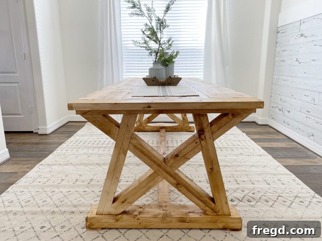 Beautifully stained and finished DIY dining table