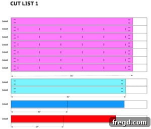 Cut List 1 for tabletop components