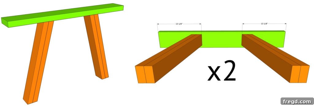 Attaching legs to the top base piece