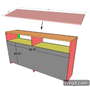 Attaching the top panel to the console.