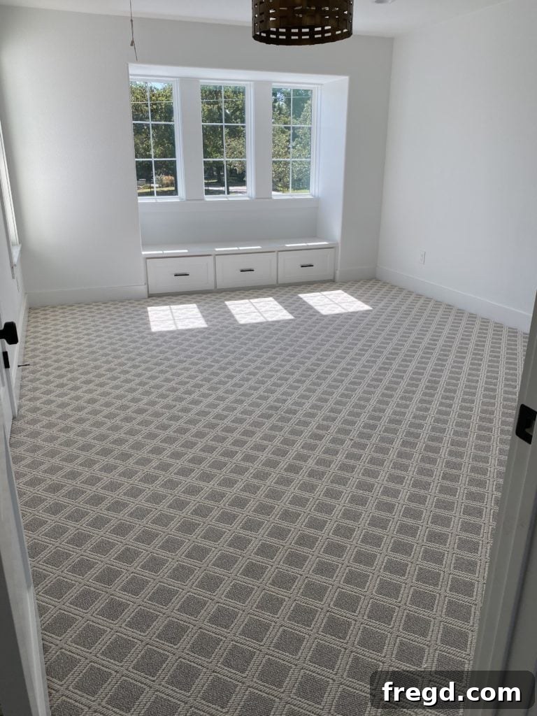 Shanty House Flip: The Nitty-Gritty Guide 4 Close-up of the textured Anderson Tuftex Scout ZZ073 carpet in Oyster Shell.