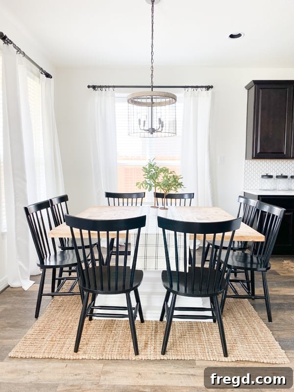 Overhead view of the finished square dining table's spacious top.