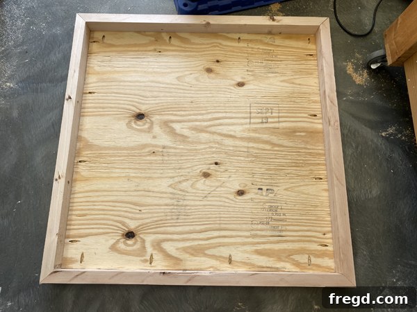 Underside of the bottom base showing the attached frame pieces.