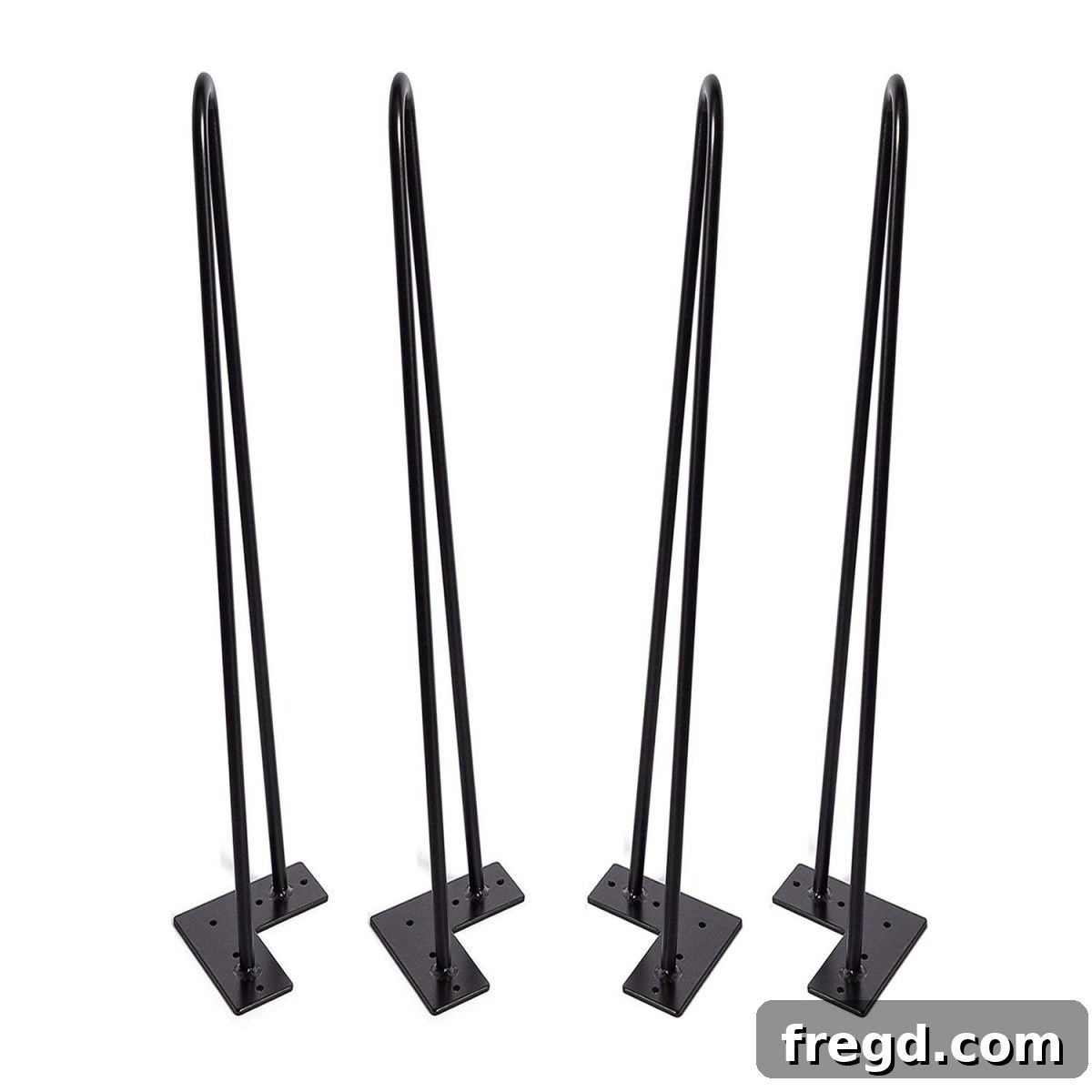 Close-up of the stylish hairpin legs for the DIY console table