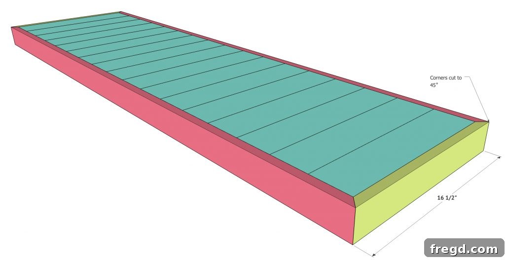 Attaching shorter trim pieces to complete the tabletop frame