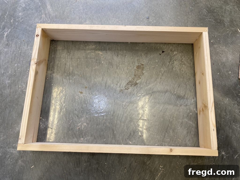 Completed drawer frame, square and ready for the drawer bottom