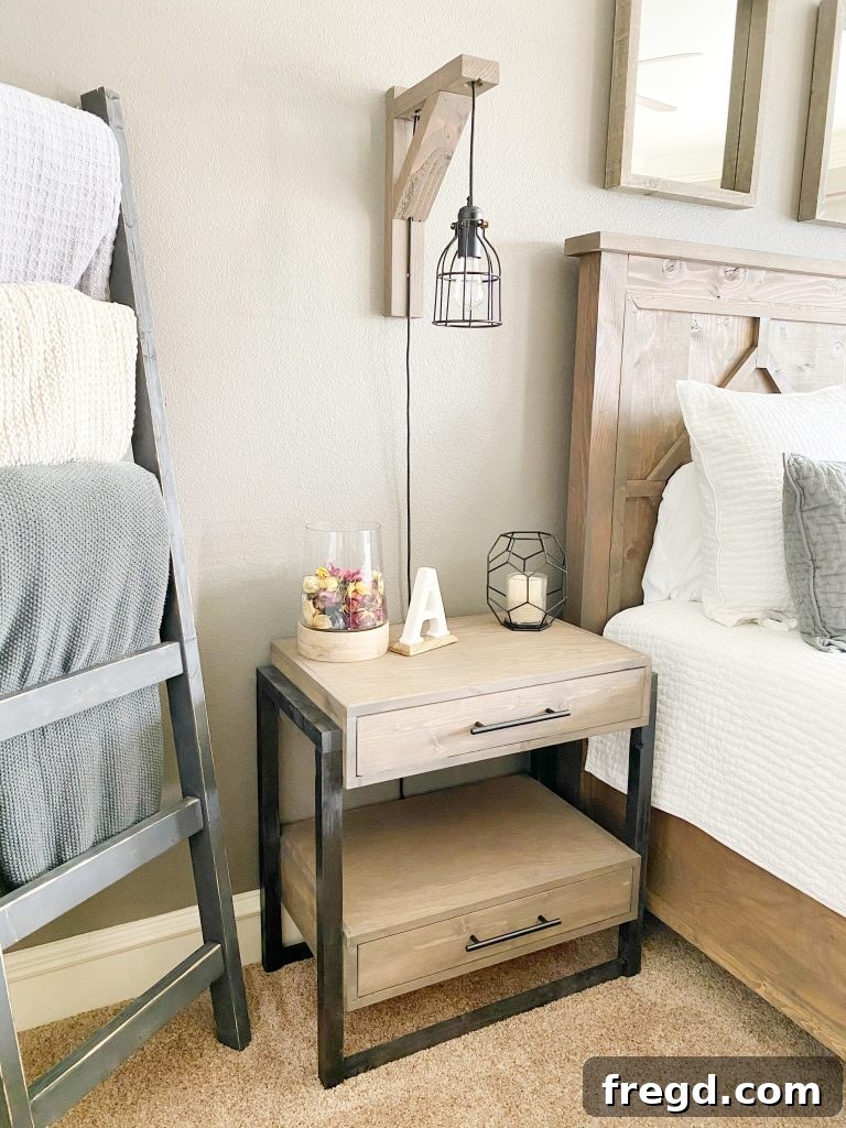The nightstand in its full glory, a testament to DIY craftsmanship
