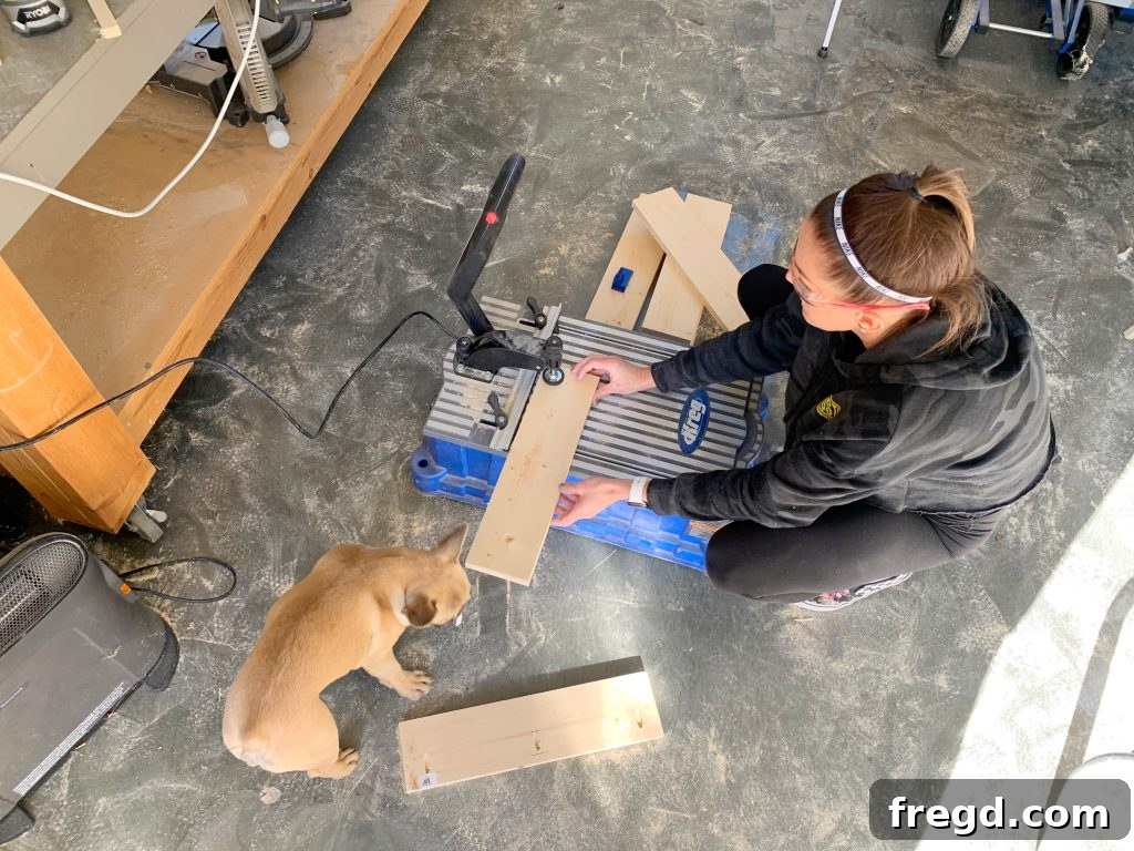 Drilling pocket holes for shelf side pieces using a Kreg Jig