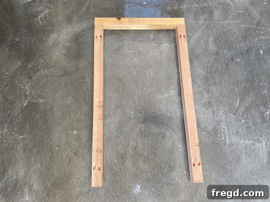 Completed side frame assembly for the nightstand