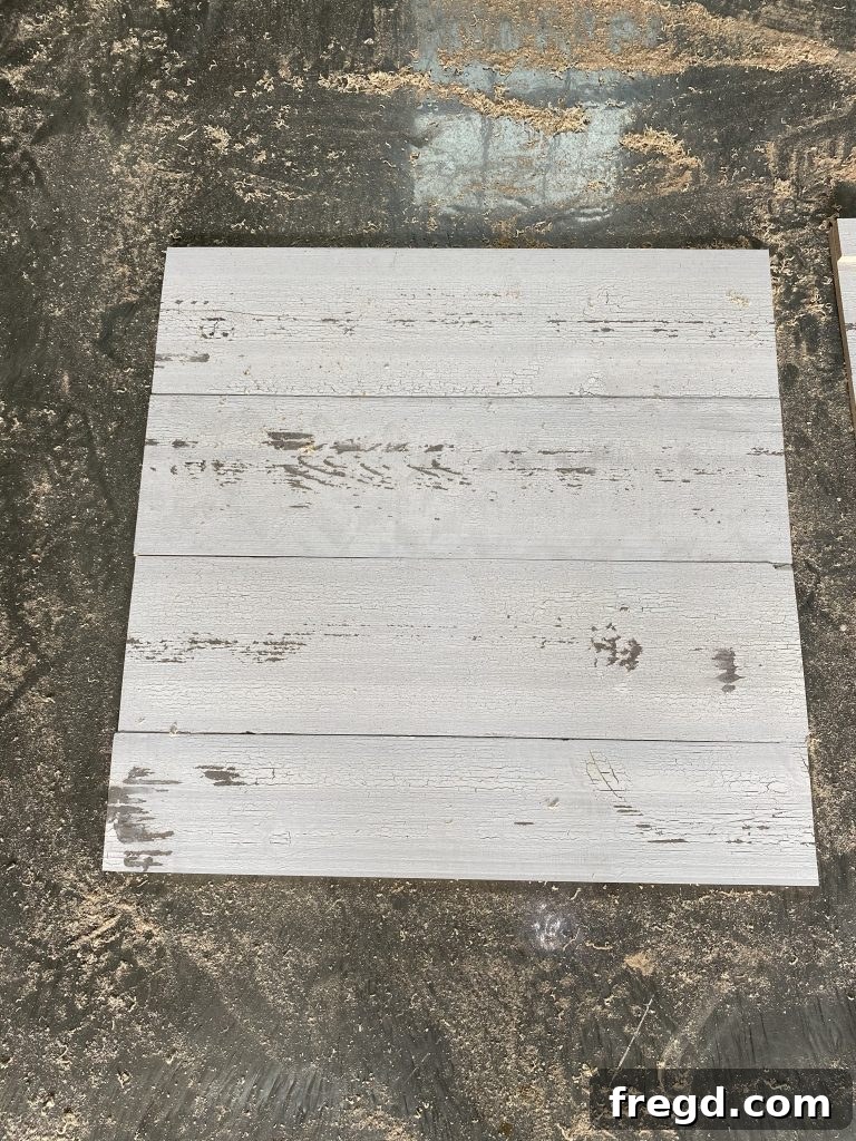 Line up barn wood planks for console doors