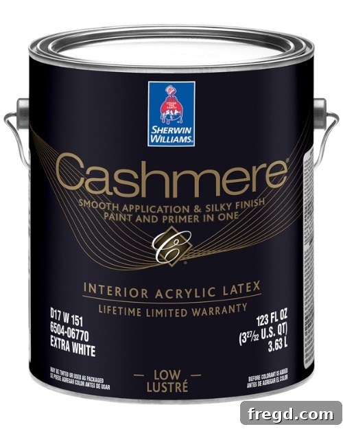 My Hallway Got A Major Glow-Up 5 Sherwin-Williams Pure White Cashmere Low Lustre paint can.