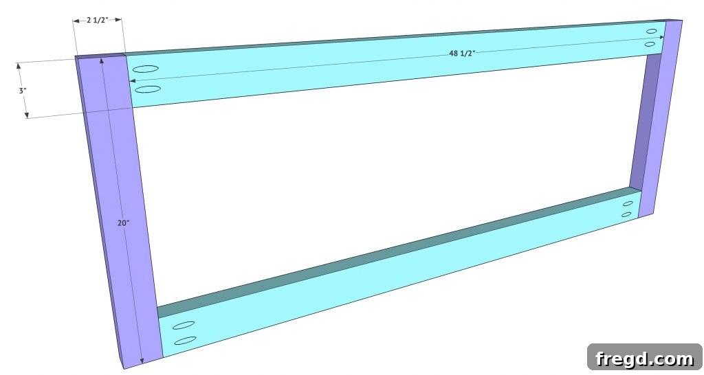 Assembling the rectangular back frame of the porch swing using pocket hole joinery.