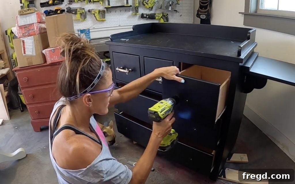 Your Guide to Furniture Makeovers 13 Measuring and drilling new holes for hardware