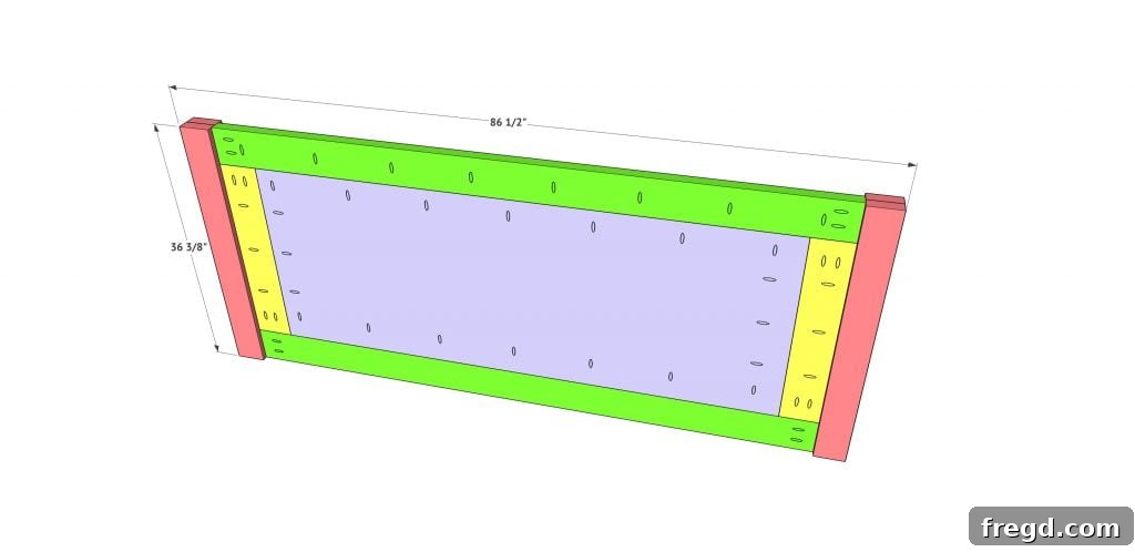 Build Your Own King Panel Bed 14 Securing footboard legs from the back