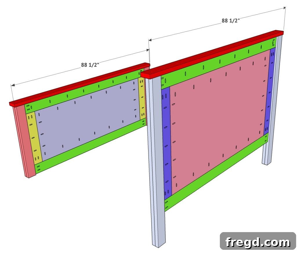 Build Your Own King Panel Bed 15 Attaching top trim boards to headboard and footboard