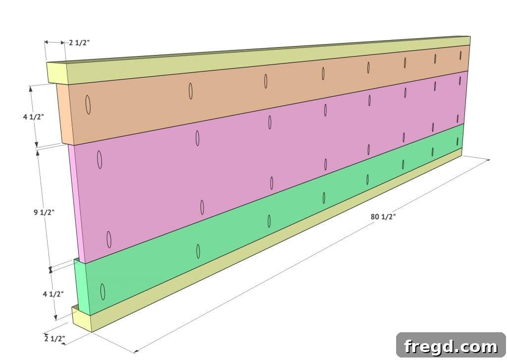 Build Your Own King Panel Bed 16 Assembling the layered side rails with pocket holes