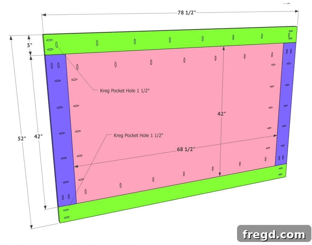 Build Your Own King Panel Bed 6 Adding horizontal headboard frame pieces with pocket holes
