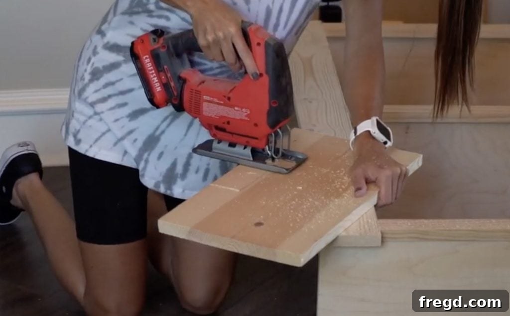 Drawer pieces with pocket holes drilled for assembly