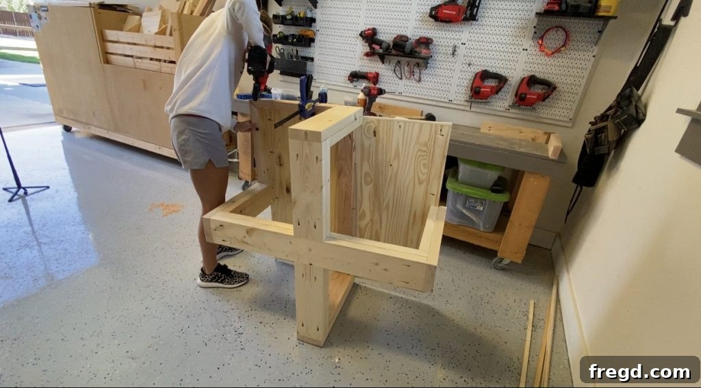 Build Your Own Square Coffee Table 11 Sanding the coffee table thoroughly and applying Minwax Pre-Stain Wood Conditioner