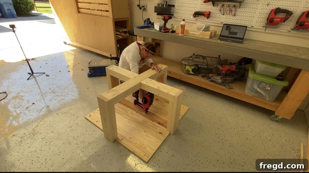 Build Your Own Square Coffee Table 10 Measuring and attaching the mitered perimeter trim for a refined coffee table edge