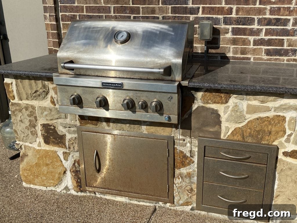 Transform Your Rusty Grill: Paint It Like New 10 Before image of the rusty outdoor grill, showcasing its deteriorated state.