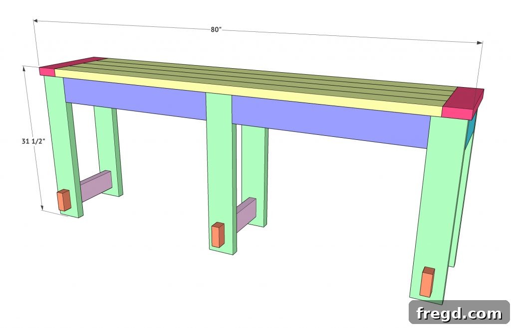 Close-up view of the table top spacing and alignment, showing the rustic plank design.