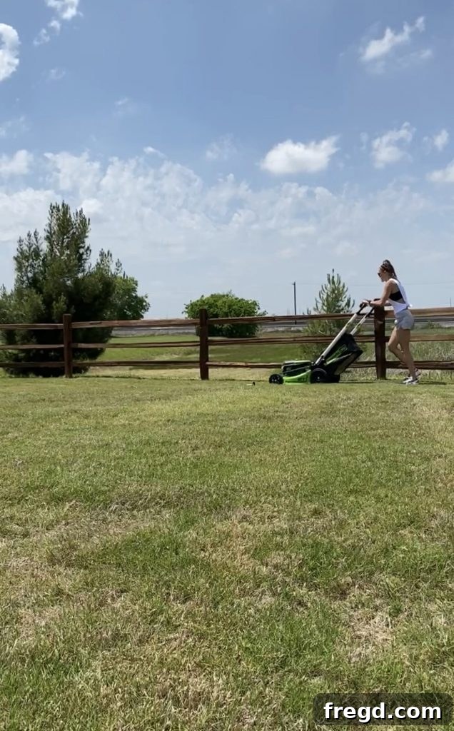 Close-up of the Greenworks 60-Volt Cordless Mower's features