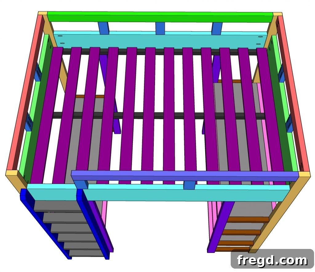 Attaching wood slats to the support cleats