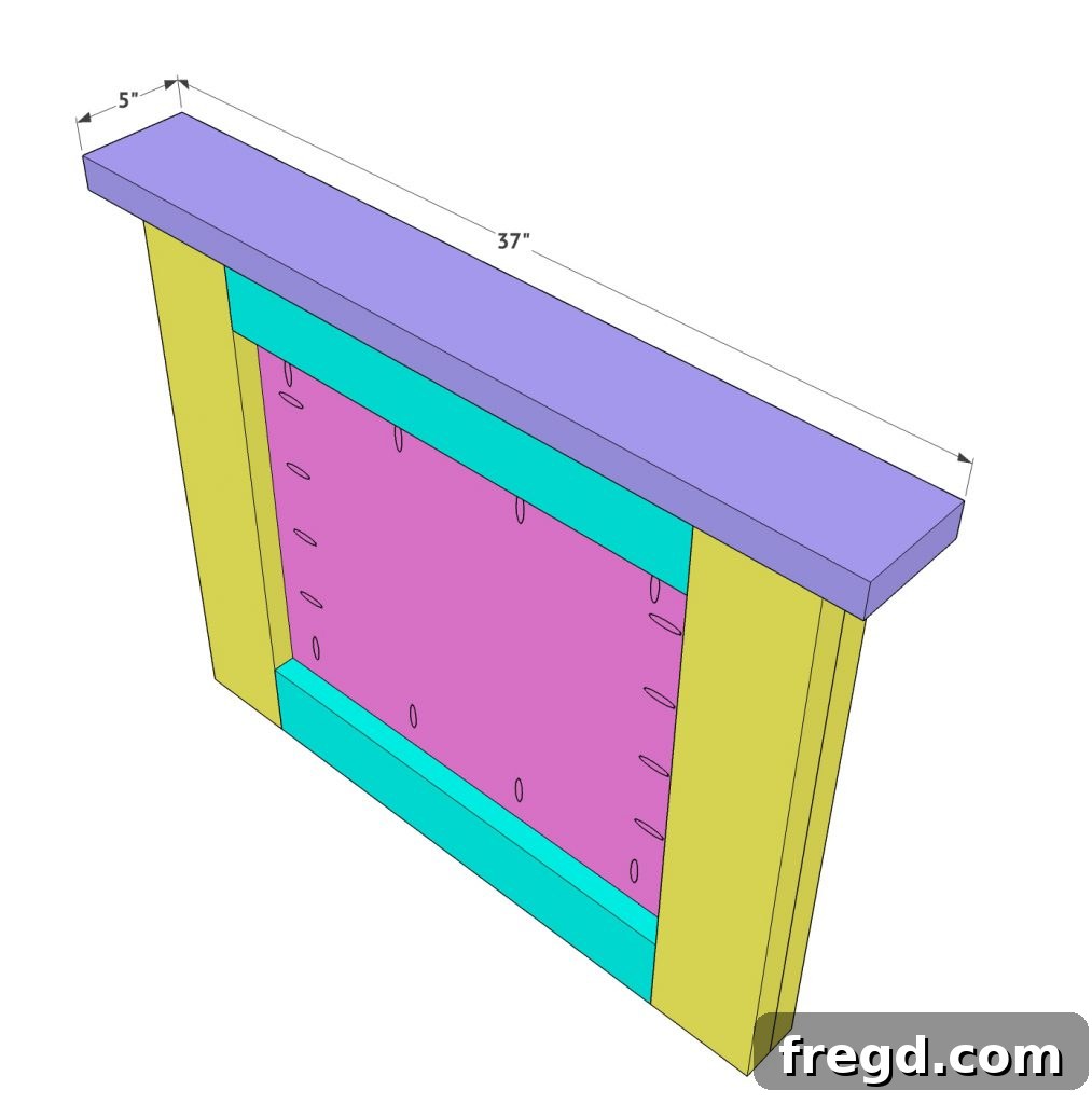Build Your Own Paneled Farmhouse Dining Table 10 Visual guide for attaching the top 2x board to each assembled table base.