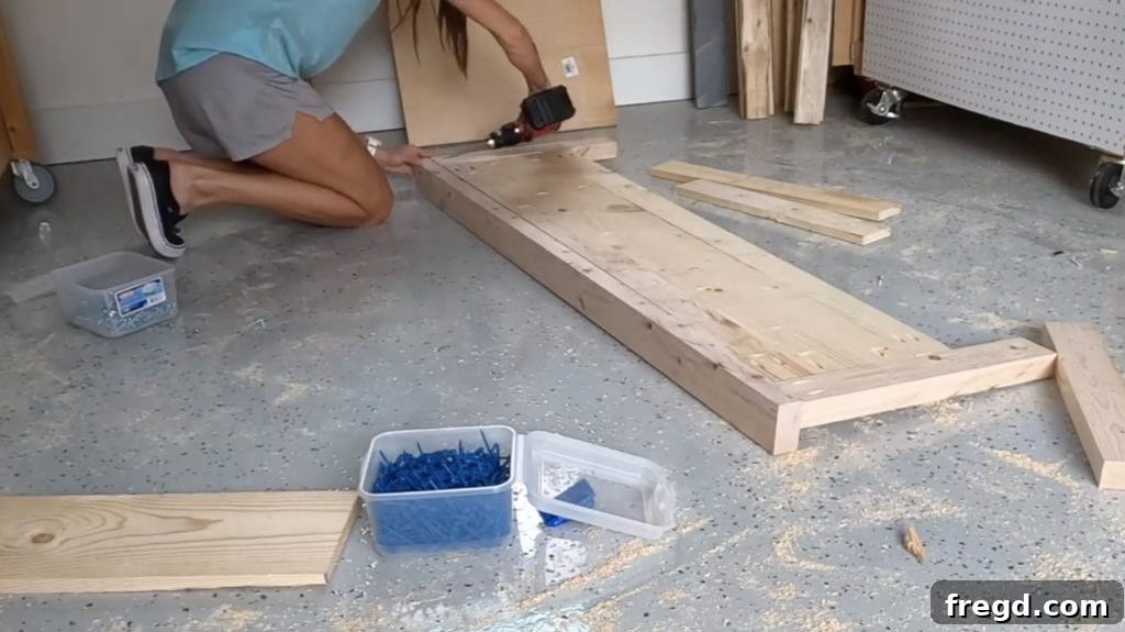 Build Your Own Designer Full Bed 19 Footboard trim attached to the top of the footboard