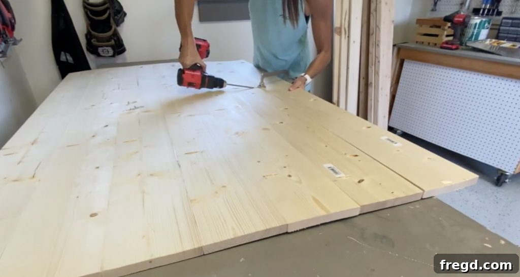 Build Your Own Designer Full Bed 6 Pocket holes drilled in headboard planks for assembly
